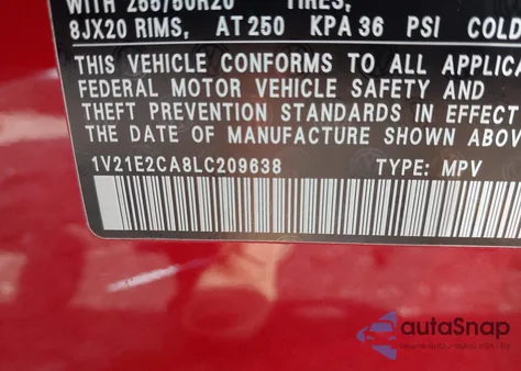 2020 Volkswagen Atlas Cross Sport 3.6L V6 Se W/Technology/3.6L V6 Se W/Technology R-Line z USA, uszkodzony, nr VIN 1V21E2CA8LC209638